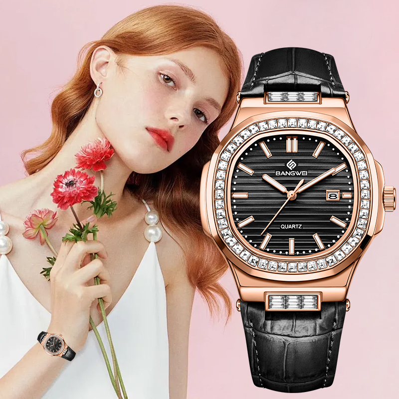 Women Fashion Simple - Женские кварцевые часы LIGE Bangwei: модные,