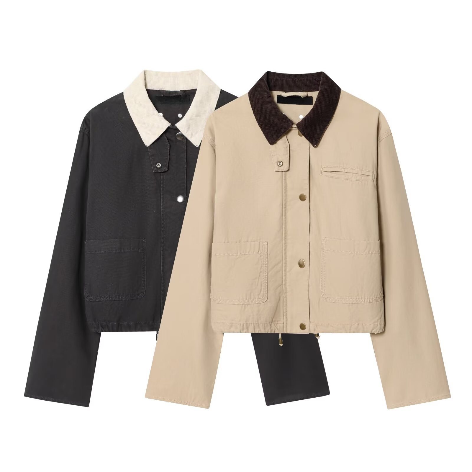 Women'S Fashion Utility Jacket - Женская вельветовая куртка с воротником, винтажный