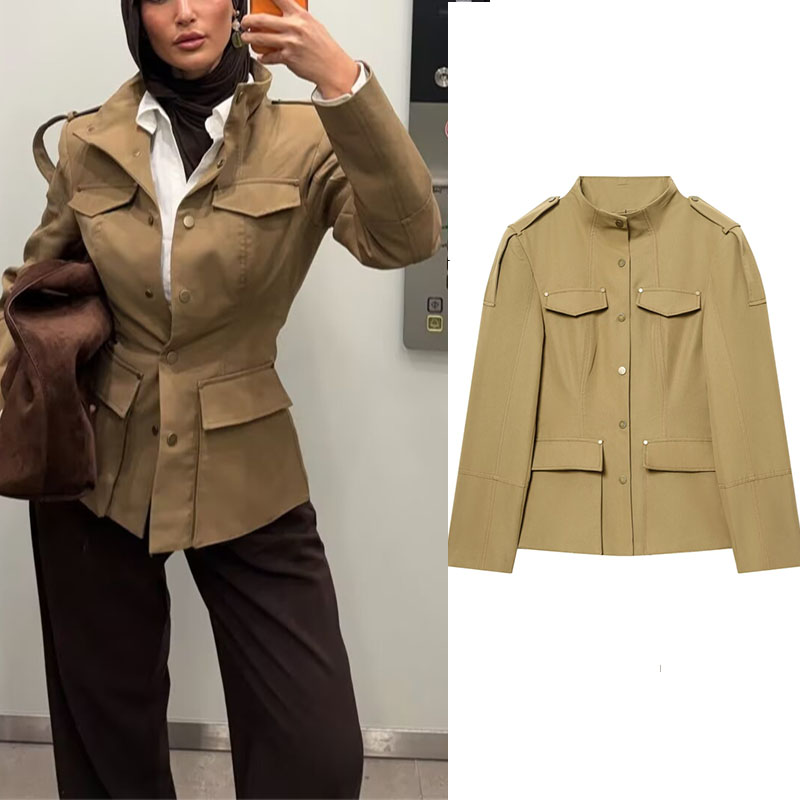 Women'S Fashion Utility Jacket - Женская куртка в стиле милитари цвета