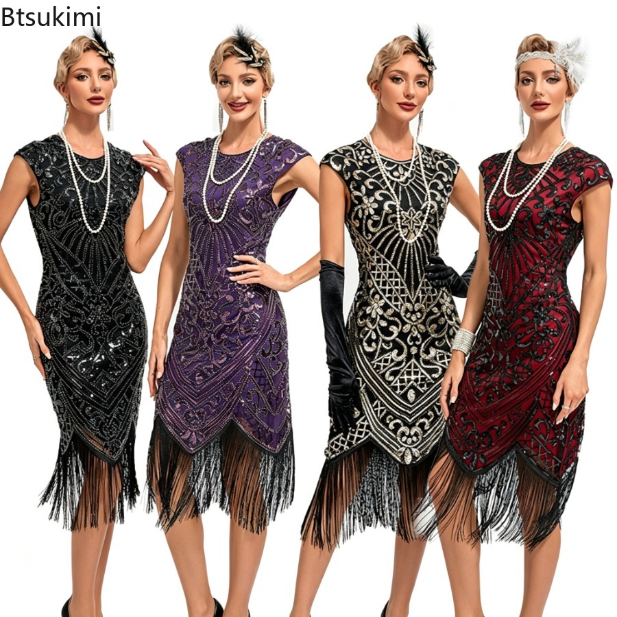 Women'S Fashion In The 1920S - Летнее женское винтажное платье с пайетками,