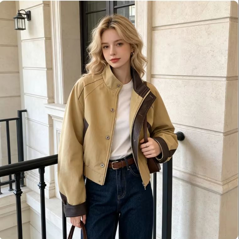Women'S Fashion Utility Jacket - Женская куртка в стиле «контрастные цвета»,