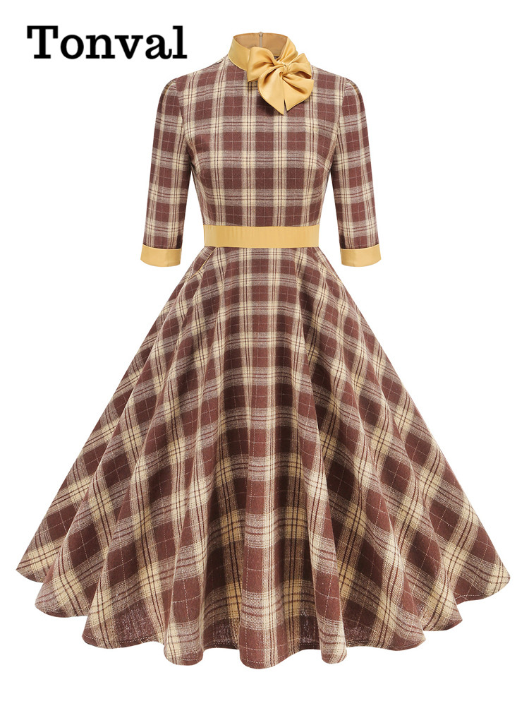 Женское клетчатое платье миди  – обзор и цена Women'S Fashion Of The 50S