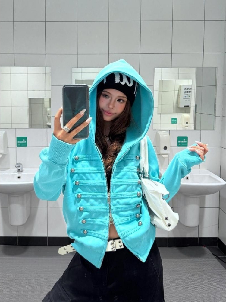 Корейская модная уличная одежд – обзор и цена Women'S Fashion Zip Up Hoodies