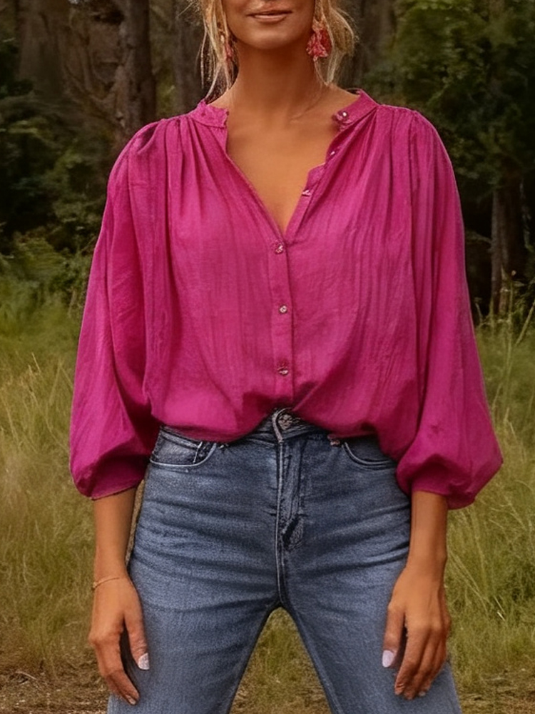 Новая элегантная рубашка с вор – обзор и цена Puff Sleeve Blouse