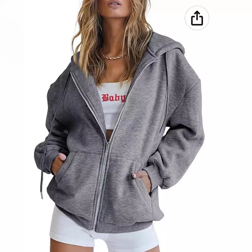 Женские модные однотонные толс – обзор и цена Women'S Fashion Zip Up Hoodies